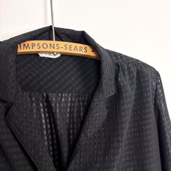 Mister Leonard Black Sheer Check Blouse Small Work Business - Picture 2 of 4